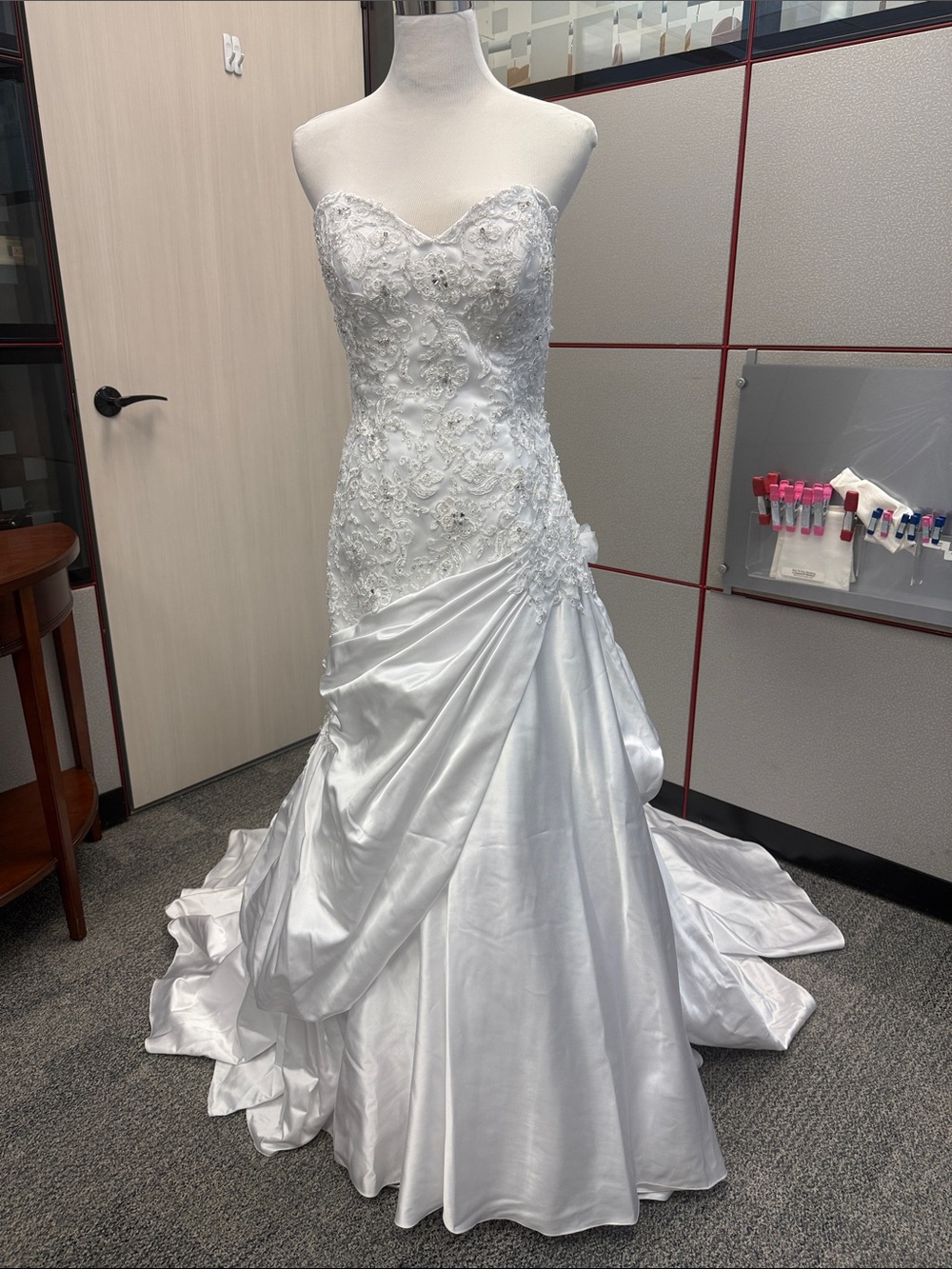 Strapless White Beaded Wedding Dress